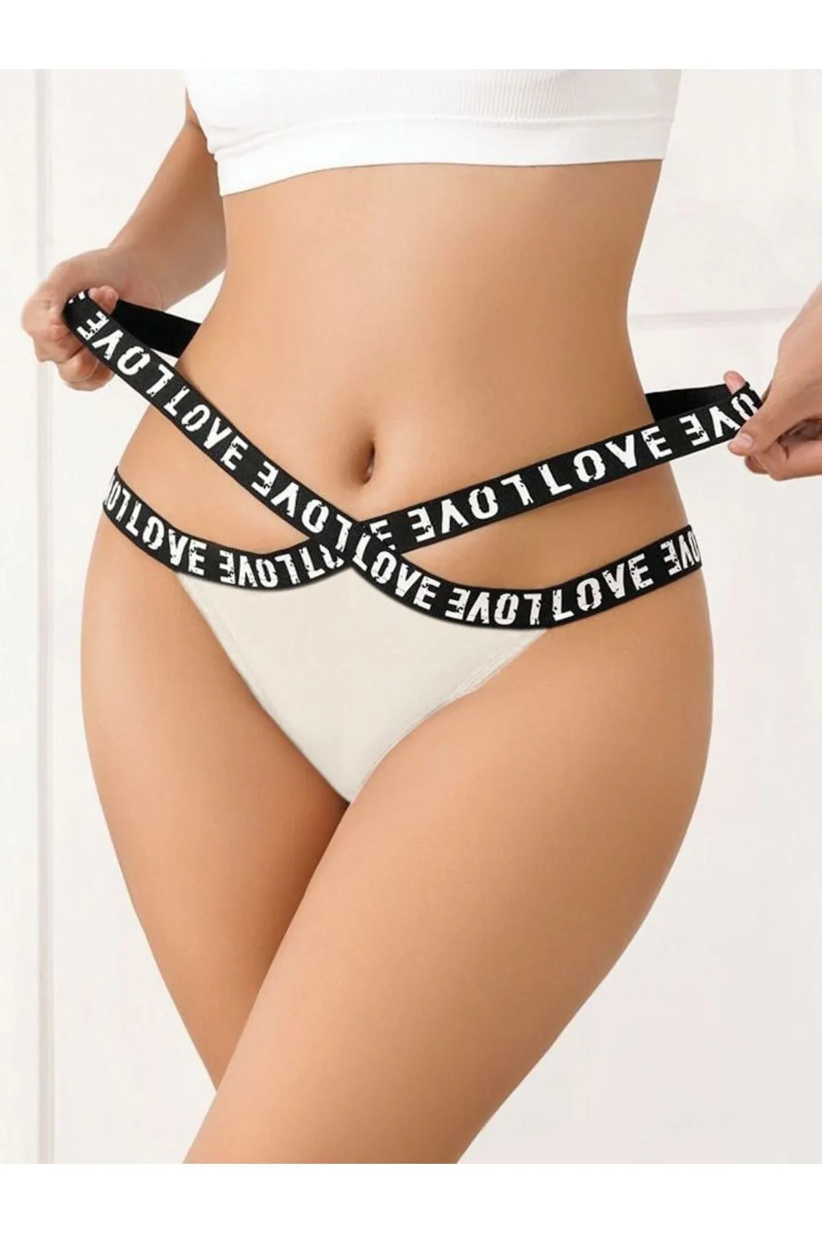 Lirona Kadın Fantezi Külot Kurdele Model 1028 - Beyaz