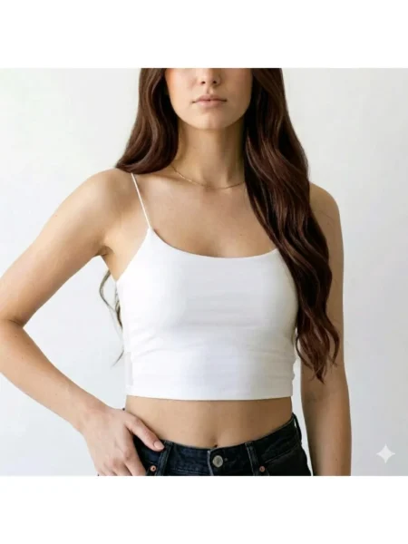 Lirona Tencel Modal İnce Askılı Crop Top Atlet 3'lü Paket - Beyaz