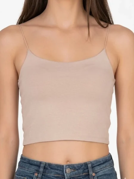 Lirona Tencel Modal İnce Askılı Crop Top Atlet 3'lü Paket - Bej