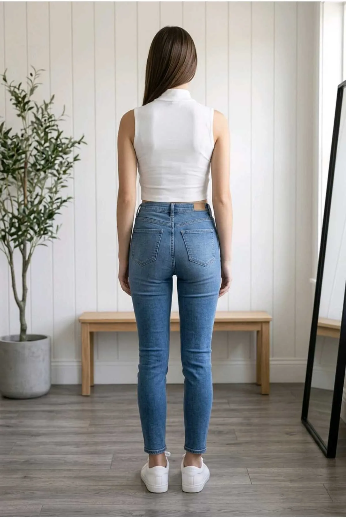 Lirona Modal Kolsuz Yarı Balıkçı Yaka Bluz 3'lü Paket - Beyaz - Görsel 4