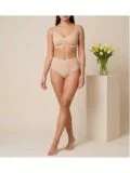 Lirona Yüksek Bel Basic Lazer Kesim Bikini Külot - Bej